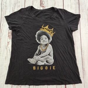 Biggie Smalls Baby Black Short Sleeve Cotton Blend T-Shirt Women's 2XL